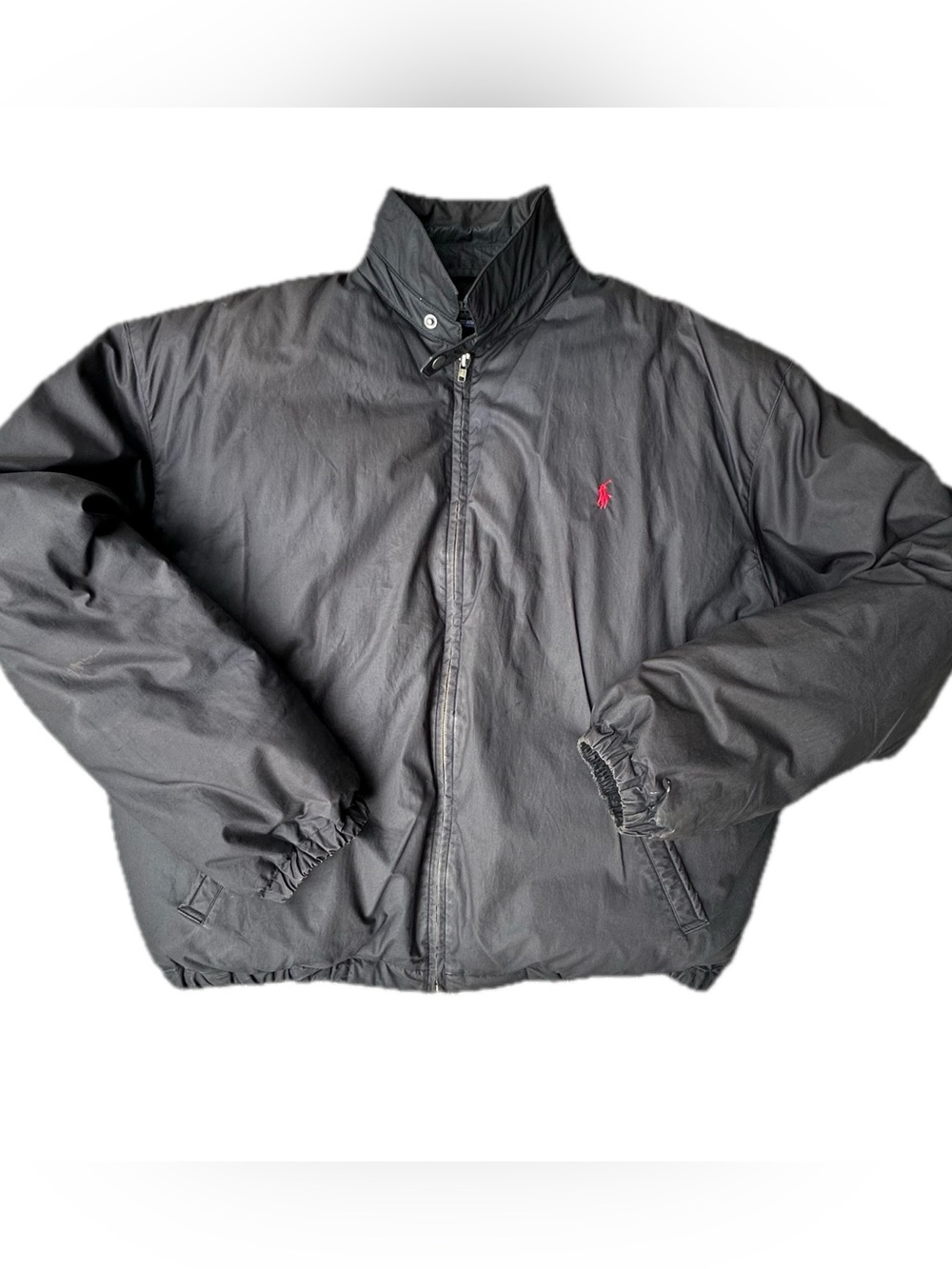 Men's Black Puffer Jacket with Red Logo